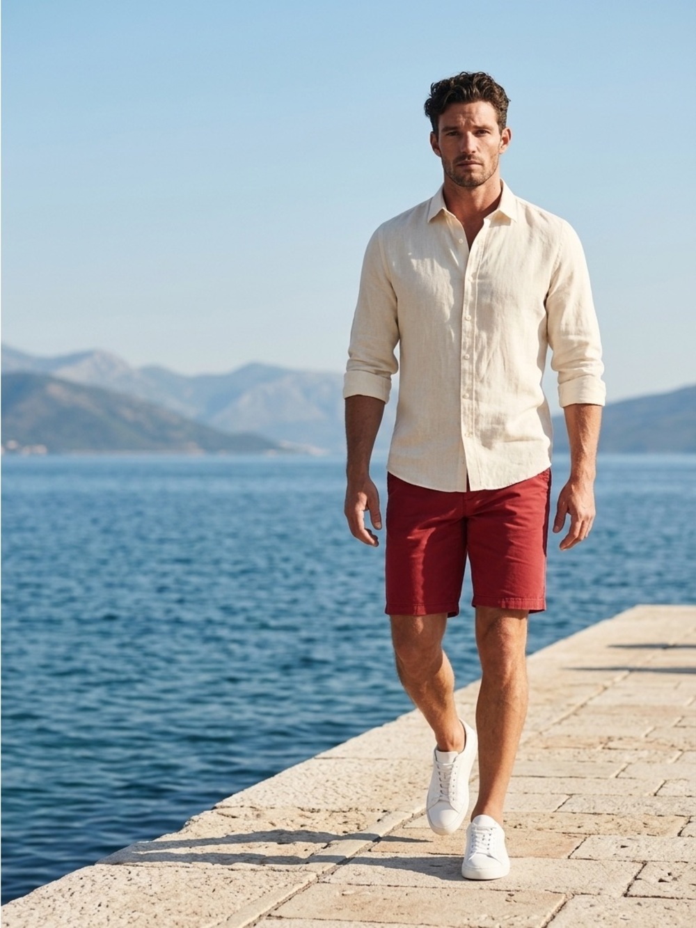 GAP Men’s Size 31 Essential Khaki 10” Inseam Brick Red Flat Front Cotton Shorts